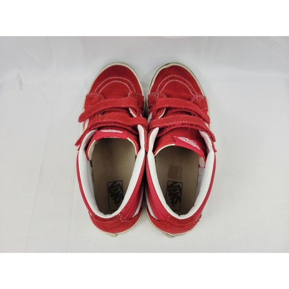 Vans Hook And Loop High Top Shoes Sneakers Youth Size 5.5Y Red White 721454 - Picture 3 of 12